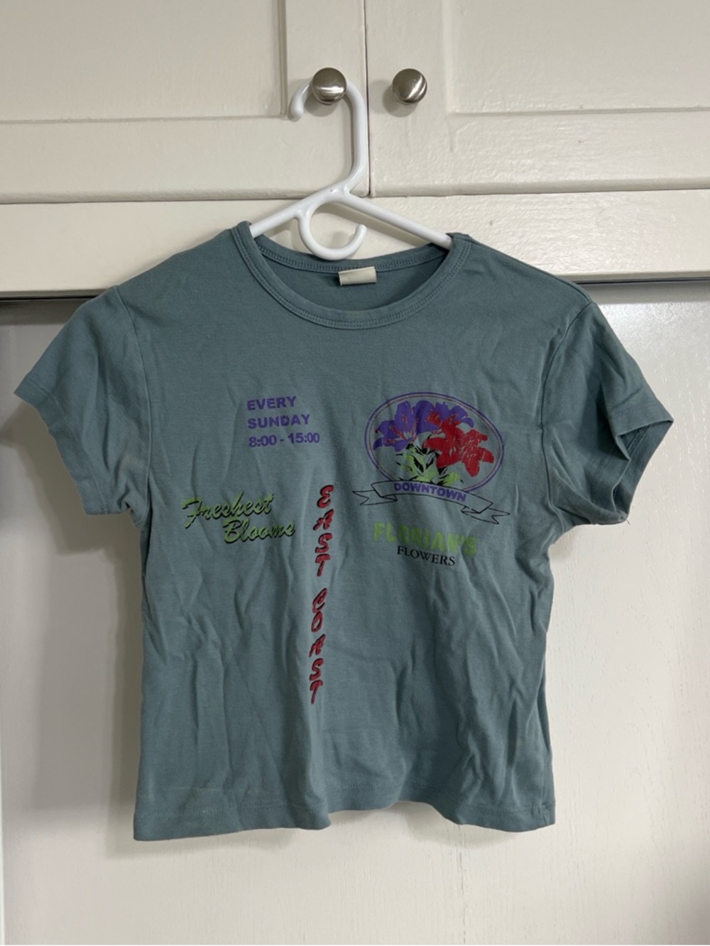 Blue Graphic Kids Tee with Floral Print